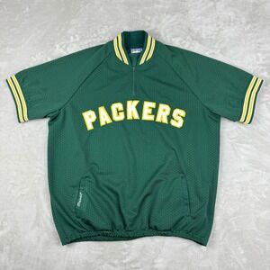 VTG Green Bay Packers Pullover Mens XXL Majestic Athletic Mesh Short Sleeve 90s